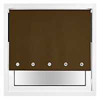 FURNISHED Thermal Blackout Roller Blinds with Round Eyelets & Metal Fittings - Brown (W)230cm (L)165cm