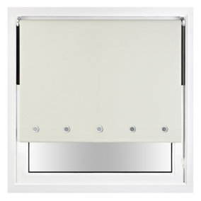 FURNISHED Thermal Blackout Roller Blinds with Round Eyelets & Metal Fittings - Cream (W)195cm (L)165cm