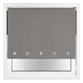 FURNISHED Thermal Blackout Roller Blinds with Round Eyelets & Metal Fittings - Dark Grey (W)100cm (L)165cm