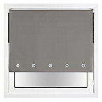 FURNISHED Thermal Blackout Roller Blinds with Round Eyelets & Metal Fittings - Dark Grey (W)115cm (L)165cm