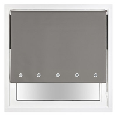 FURNISHED Thermal Blackout Roller Blinds with Round Eyelets & Metal Fittings - Dark Grey (W)130cm (L)165cm