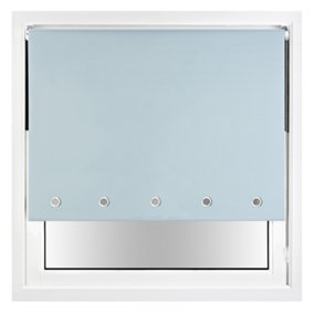 FURNISHED Thermal Blackout Roller Blinds with Round Eyelets & Metal Fittings - Duck Egg Blue (W)100cm (L)165cm