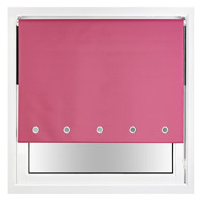 FURNISHED Thermal Blackout Roller Blinds with Round Eyelets & Metal Fittings - Fuchsia Pink (W)145cm (L)210cm