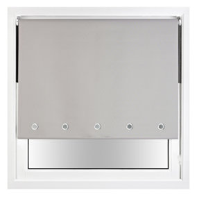 FURNISHED Thermal Blackout Roller Blinds with Round Eyelets & Metal Fittings - Grey (W)125cm (L)210cm