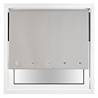 FURNISHED Thermal Blackout Roller Blinds with Round Eyelets & Metal Fittings - Grey (W)240cm (L)210cm