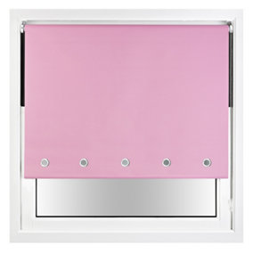 FURNISHED Thermal Blackout Roller Blinds with Round Eyelets & Metal Fittings - Pink (W)100cm (L)165cm