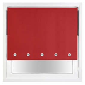 FURNISHED Thermal Blackout Roller Blinds with Round Eyelets & Metal Fittings - Red (W)100cm (L)165cm