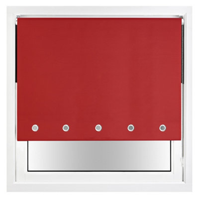 FURNISHED Thermal Blackout Roller Blinds with Round Eyelets & Metal Fittings - Red (W)105cm (L)165cm