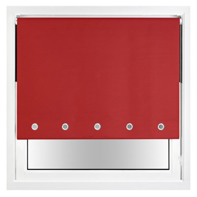 FURNISHED Thermal Blackout Roller Blinds with Round Eyelets & Metal Fittings - Red (W)145cm (L)165cm