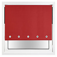 FURNISHED Thermal Blackout Roller Blinds with Round Eyelets & Metal Fittings - Red (W)185cm (L)210cm