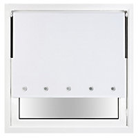 FURNISHED Thermal Blackout Roller Blinds with Round Eyelets & Metal Fittings - White (W)145cm (L)165cm