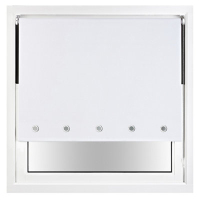 FURNISHED Thermal Blackout Roller Blinds with Round Eyelets & Metal Fittings - White (W)150cm (L)210cm