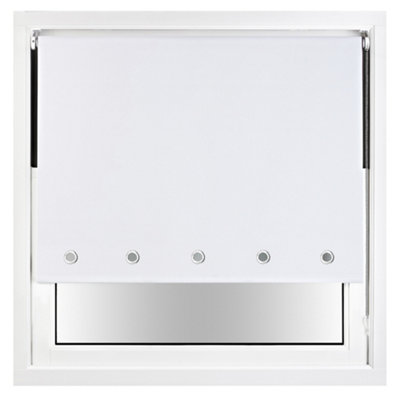 FURNISHED Thermal Blackout Roller Blinds with Round Eyelets & Metal Fittings - White (W)175cm (L)165cm