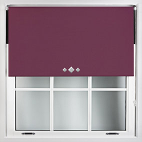 FURNISHED Thermal Blackout Roller Blinds with Triple Diamond Eyelets & Metal Fittings - Aubergine Blue (W)155cm (L)210cm