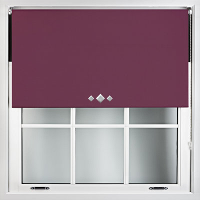 FURNISHED Thermal Blackout Roller Blinds with Triple Diamond Eyelets & Metal Fittings - Aubergine Blue (W)225cm (L)165cm