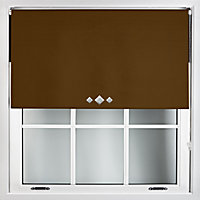 FURNISHED Thermal Blackout Roller Blinds with Triple Diamond Eyelets & Metal Fittings - Brown (W)220cm (L)165cm