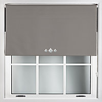 FURNISHED Thermal Blackout Roller Blinds with Triple Diamond Eyelets & Metal Fittings - Dark Grey (W)205cm (L)165cm