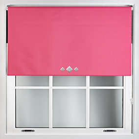 FURNISHED Thermal Blackout Roller Blinds with Triple Diamond Eyelets & Metal Fittings - Fuchsia Pink (W)125cm (L)210cm