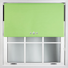 FURNISHED Thermal Blackout Roller Blinds with Triple Diamond Eyelets & Metal Fittings - Lime Green (W)100cm (L)165cm