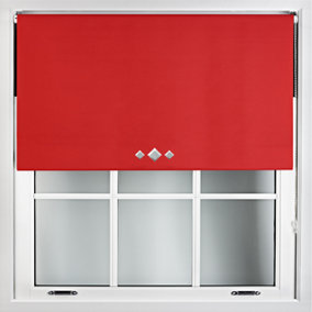 FURNISHED Thermal Blackout Roller Blinds with Triple Diamond Eyelets & Metal Fittings - Red (W)100cm (L)210cm
