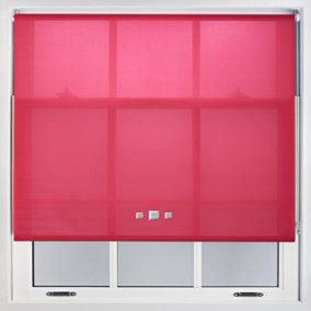 Furnished Trimmable Roller Blind with Triple Square Eyelets and Metal Fittings - Fuchsia Daylight Shade (W)120cm x (L)165cm