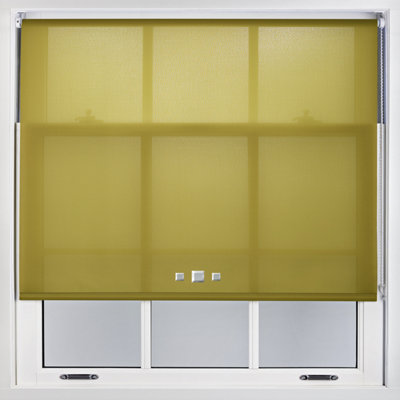 Furnished Trimmable Roller Blind with Triple Square Eyelets and Metal Fittings - Green Daylight Shade (W)120cm x (L)165cm