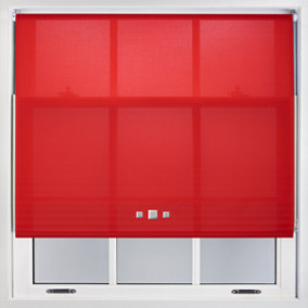 Furnished Trimmable Roller Blind with Triple Square Eyelets and Metal Fittings - Red Daylight Shade (W)120cm x (L)165cm