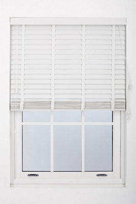 FURNISHED Venetian Blinds - White Faux Wood Trimmable 50mm Slats for Windows and Doors  (W)240cm (L)150cm