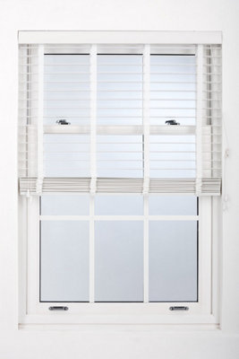 FURNISHED Venetian Blinds - White Faux Wood Trimmable 50mm Slats for Windows and Doors  (W)240cm (L)150cm