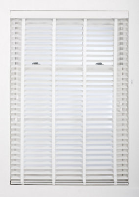 FURNISHED Venetian Blinds - White Faux Wood Trimmable 50mm Slats for Windows and Doors  (W)240cm (L)150cm