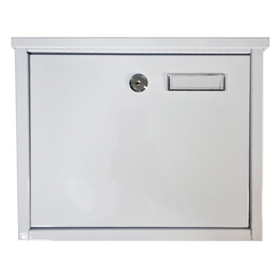 Furnished White Steel Letterbox Top Loading Mail Box Wall Mounted Post ...