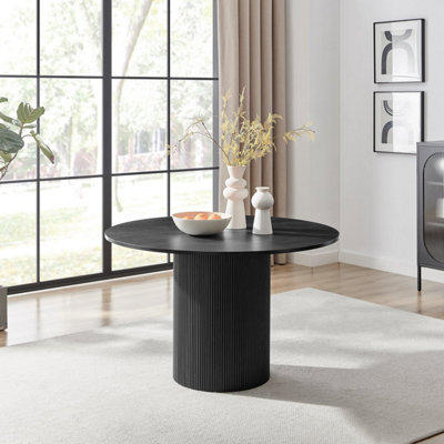 Furniturbeox UK Penrose Black 120cm Round Wooden Pedestal Dining Table