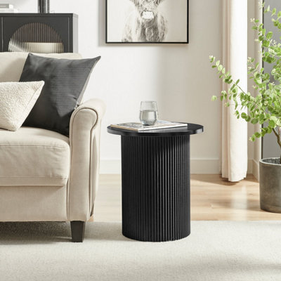 Furniturbeox UK Penrose Black Round Wooden Pedestal Side Table
