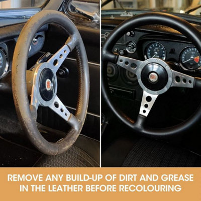 Furniture Clinic Leather Steering Wheel Repair Kit Black Remove Any Grease Build Up