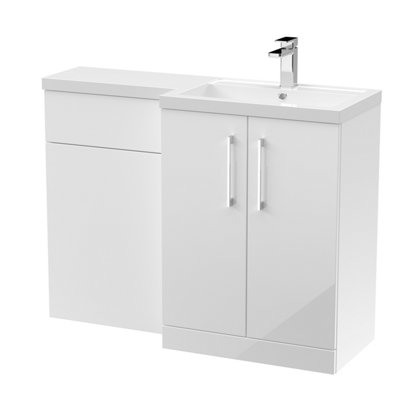 Furniture Combination Vanity Basin and WC Unit Right Hand - 1100mm x 390mm - Gloss White