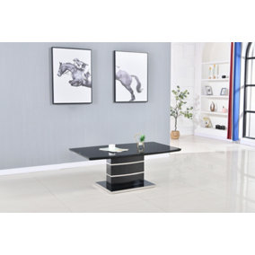 Furniture Express Glass Top Coffee Table, Black High Gloss Finish