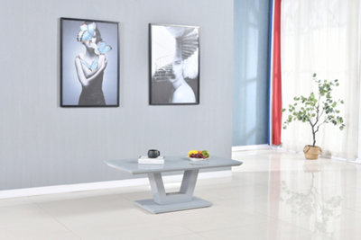 Furniture Express Glass Top Coffee Table Grey High Gloss Finish L:110cm ...