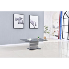 Furniture Express Glass Top Coffee Table, Grey High Gloss Finish