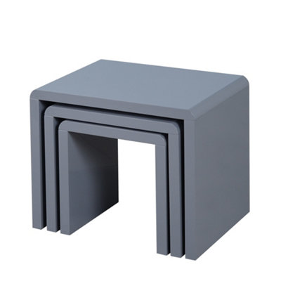 Furniture Express Grey High Gloss Nesting Tables Set of 3 DIY at B&Q