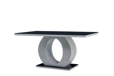 Furniture Express High Gloss Black Tempered Glass Dining Table L:160cm W:90cm H:76cm