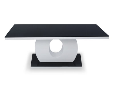 Furniture Express High Gloss White Coffee Table Halo Design Black Glass Top & Base