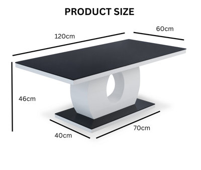 Furniture Express High Gloss White Coffee Table Halo Design Black Glass Top & Base