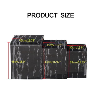 Furniture Express Nest of Tables Set of 3 Nesting Tables Black Marble Effect High Gloss