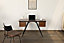 Furniture Express Walnut Effect Computer Desk with 4 Drawers and Black Steel Frame L:120cm