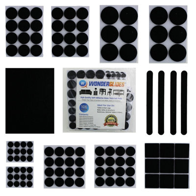 Furniture Feet Felt Pads 106 Piece Mixed Pack Floor Protectors - Self Adhesive