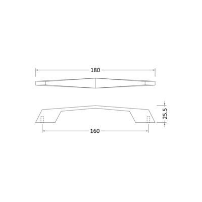 Furniture Handle Angular D Shape Handle, 180mm (160mm Centres) - Matt Black