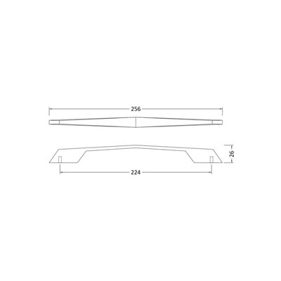 Furniture Handle Angular D Shape Handle, 256mm (224mm Centres) - Matt Black