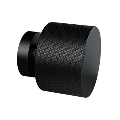 Furniture Handle Knurled Indented Round Knob, 30mm - Matt Black ...