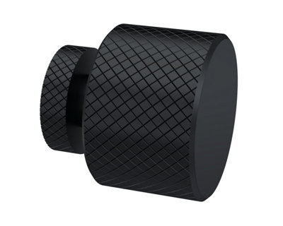 Furniture Handle Knurled Indented Round Knob, 30mm - Matt Black - Balterley