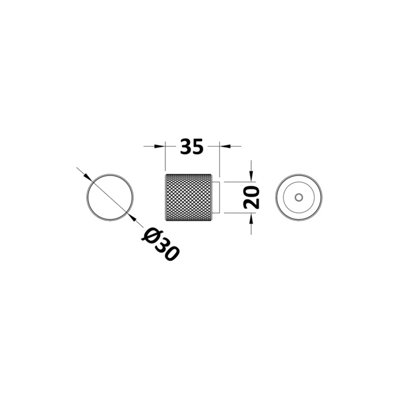 Furniture Handle Knurled Indented Round Knob, 30mm - Satin Nickel ...